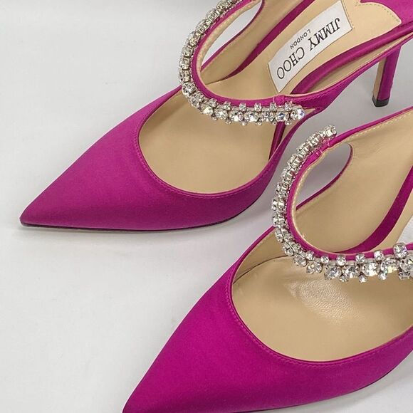 Jimmy Choo Bing 100 Satin Mules With Crystal Strap size 37 - Picture 6 of 13